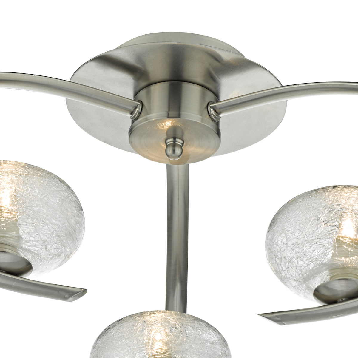 Leighton 3 Light Semi Flush Satin Chrome Glass