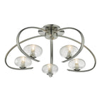Leighton 5lt Semi Flush Satin Chrome & Sugar Cane Glass