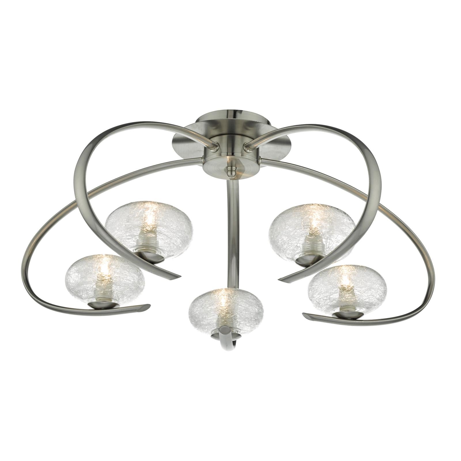 Leighton 5lt Semi Flush Satin Chrome & Sugar Cane Glass