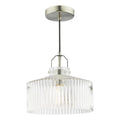 Lenka Pendant Satin Nickel and Ribbed Glass