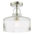 Lenka Semi-Flush Satin Nickel and Ribbed Glass