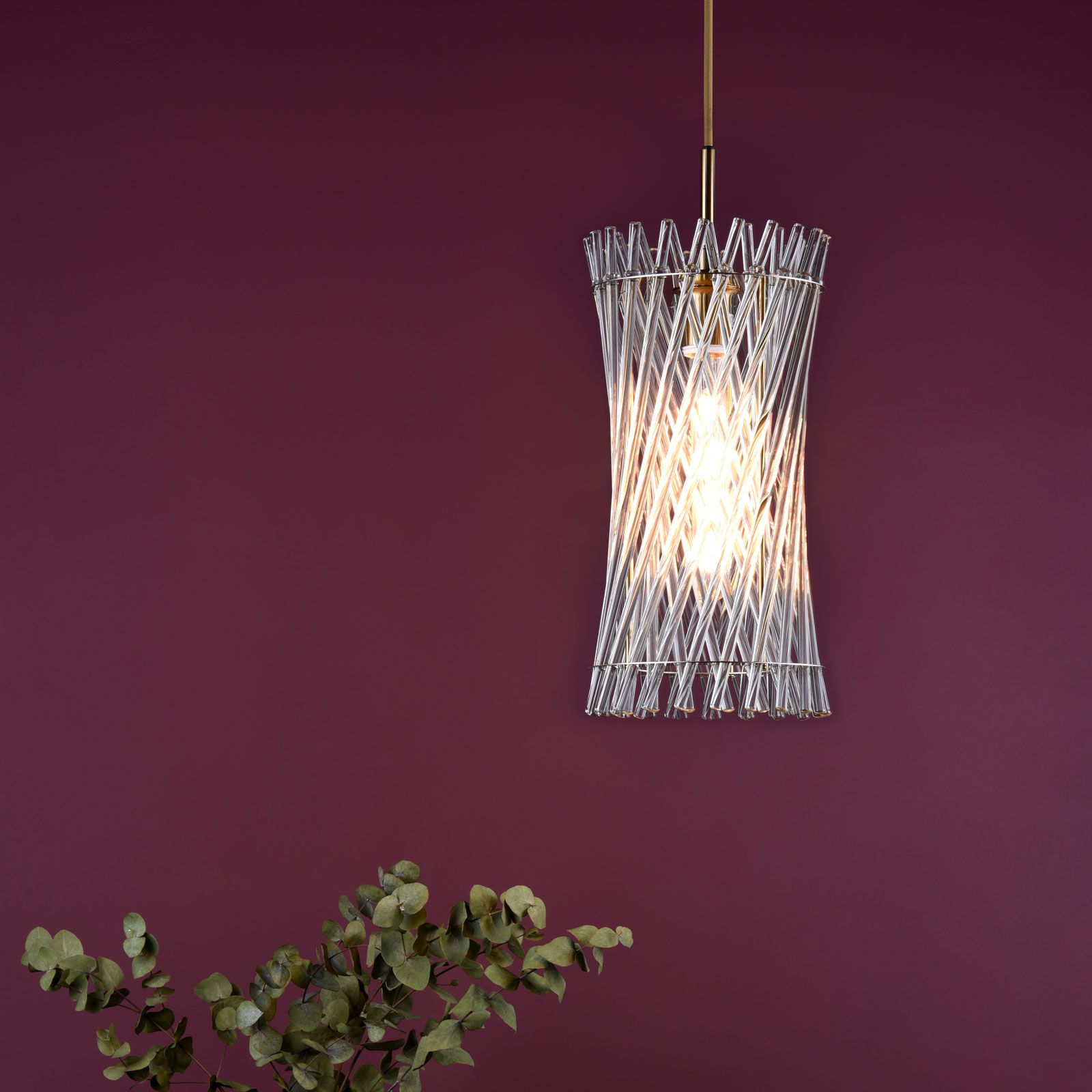 Loire Pendant Natural Brass and Glass