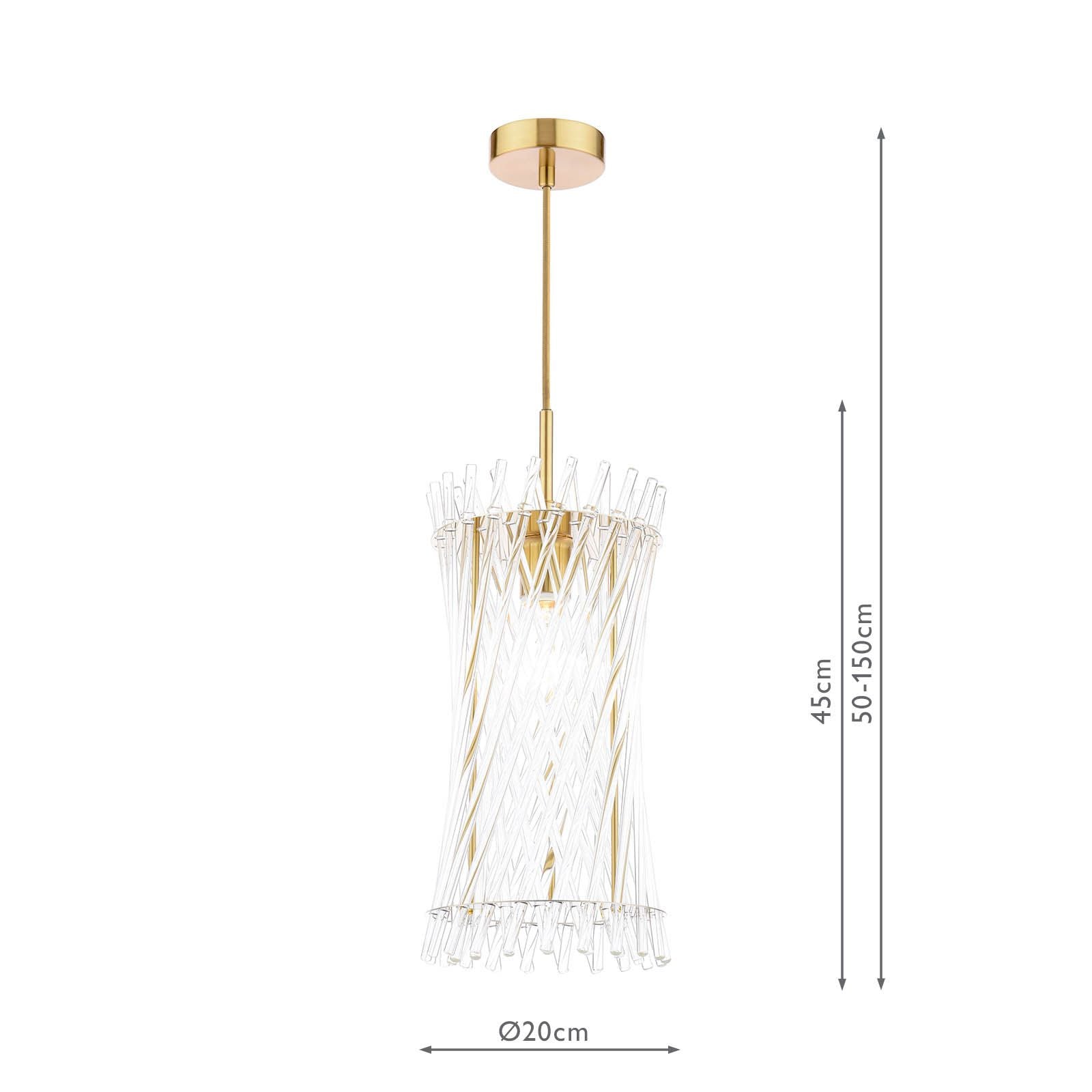 Loire Pendant Natural Brass and Glass