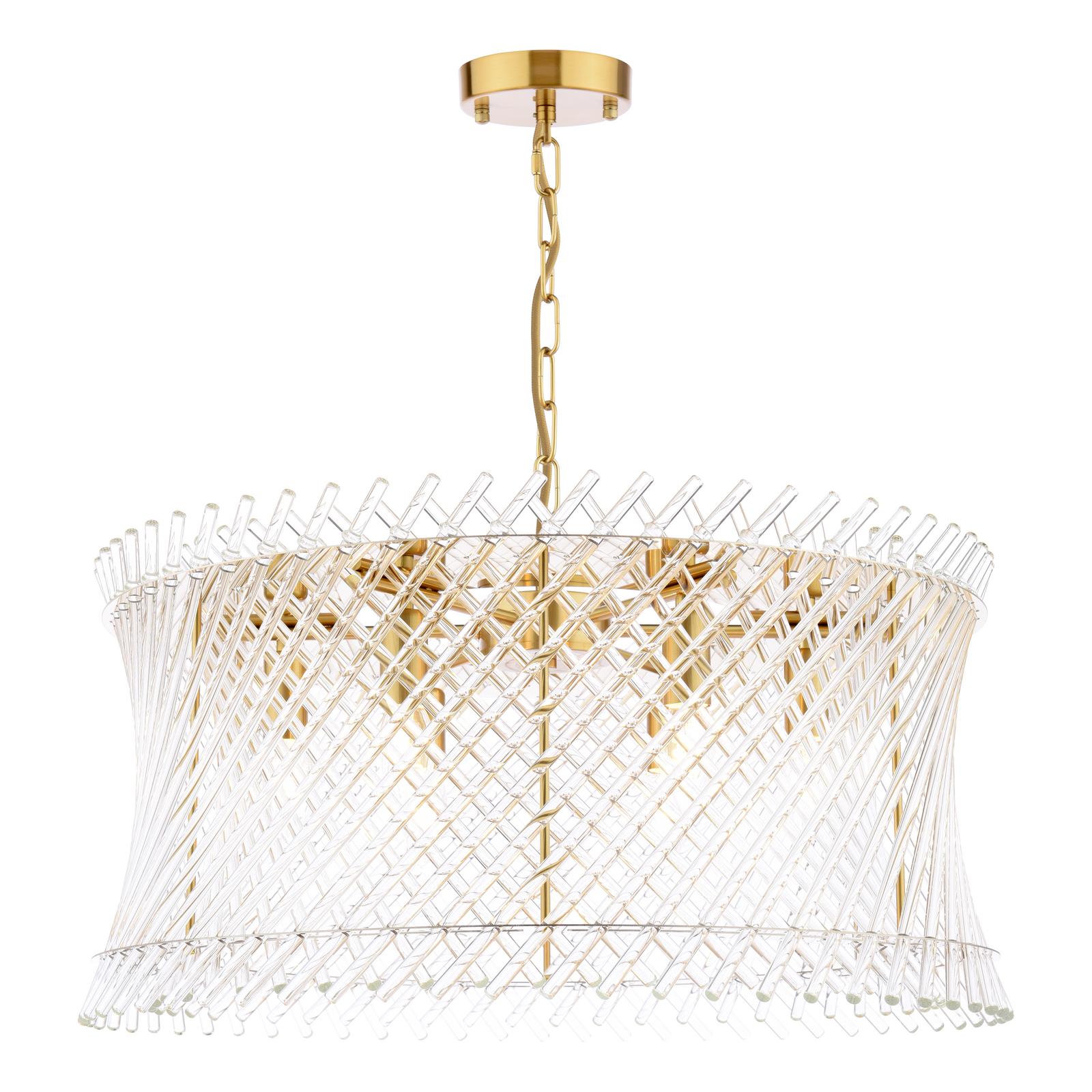 Loire 6 Light Pendant Natural Brass and Glass