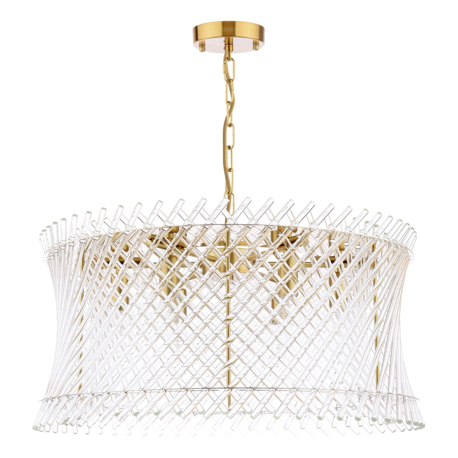 Loire 6 Light Pendant Natural Brass and Glass