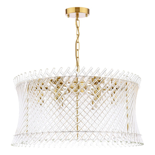 Loire 6 Light Pendant Natural Brass and Glass