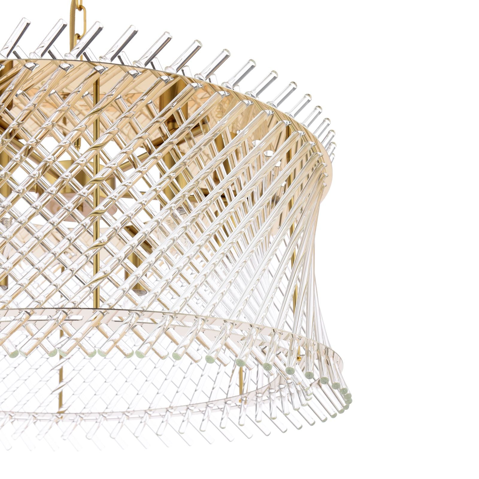 Loire 6 Light Pendant Natural Brass and Glass