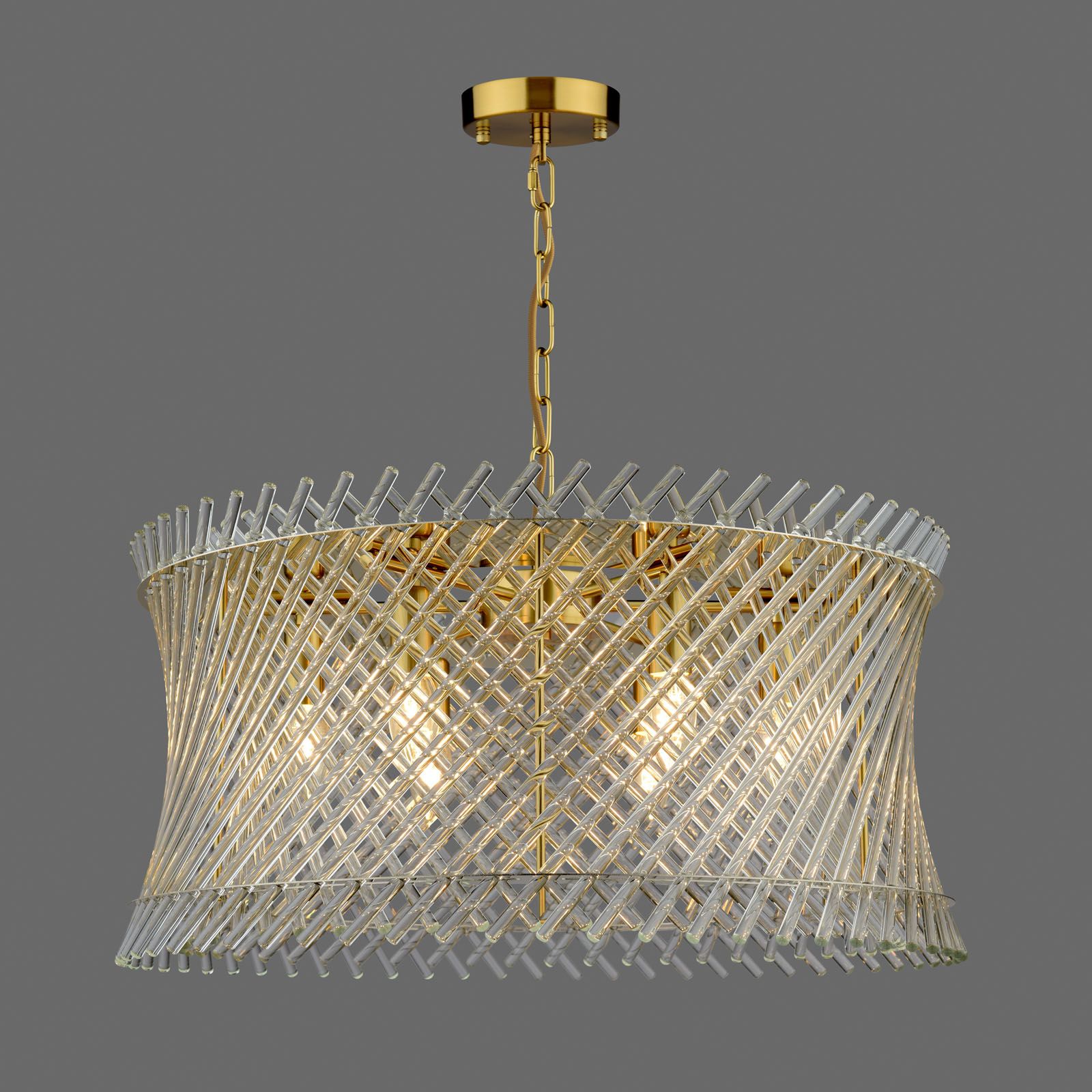 Loire 6 Light Pendant Natural Brass and Glass