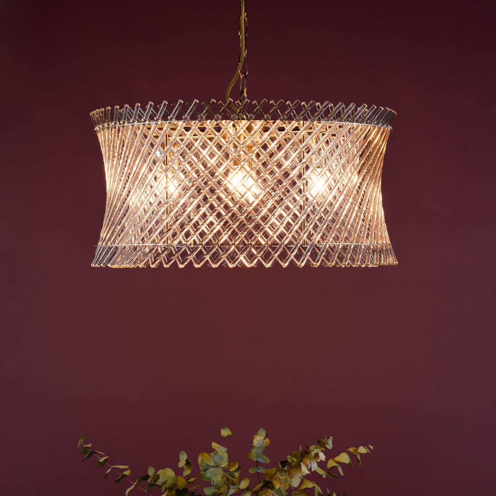 Loire 6 Light Pendant Natural Brass and Glass