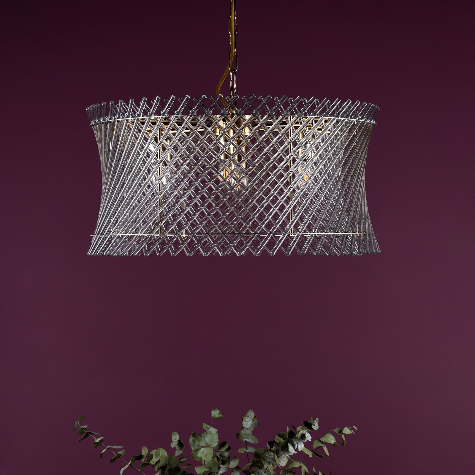 Loire 6 Light Pendant Natural Brass and Glass