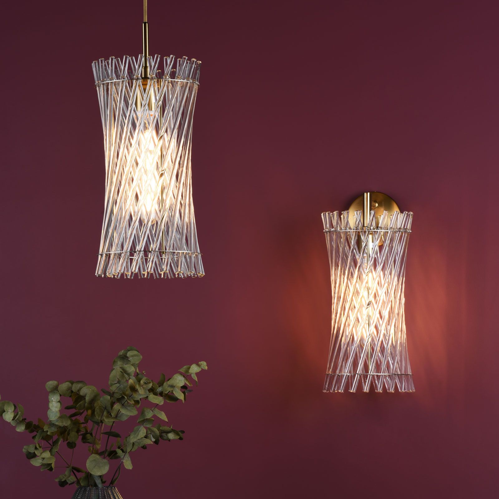 Loire Wall Light Natural Brass and Glass