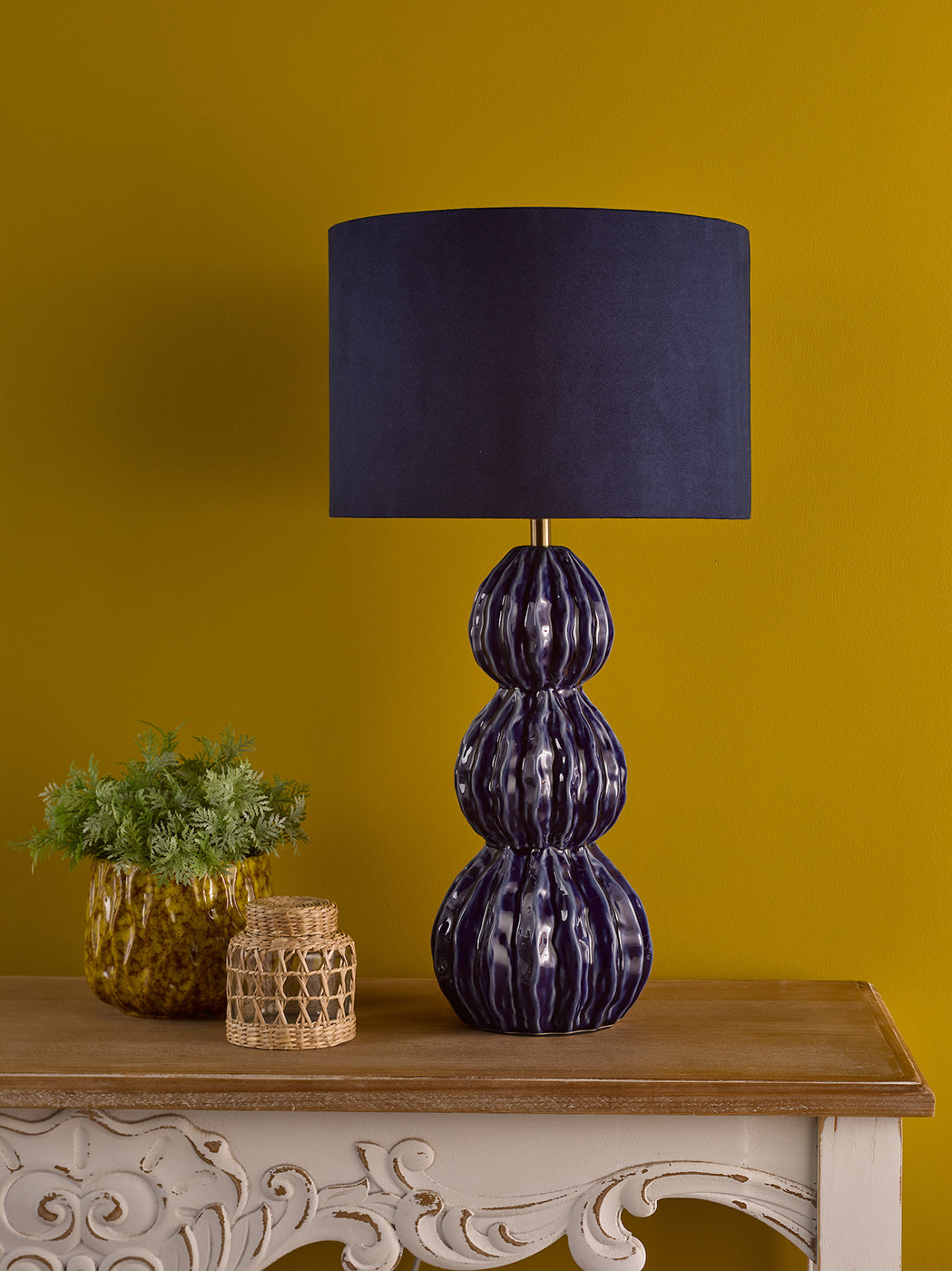 Lorelai Ceramic Table Lamp Blue With Shade