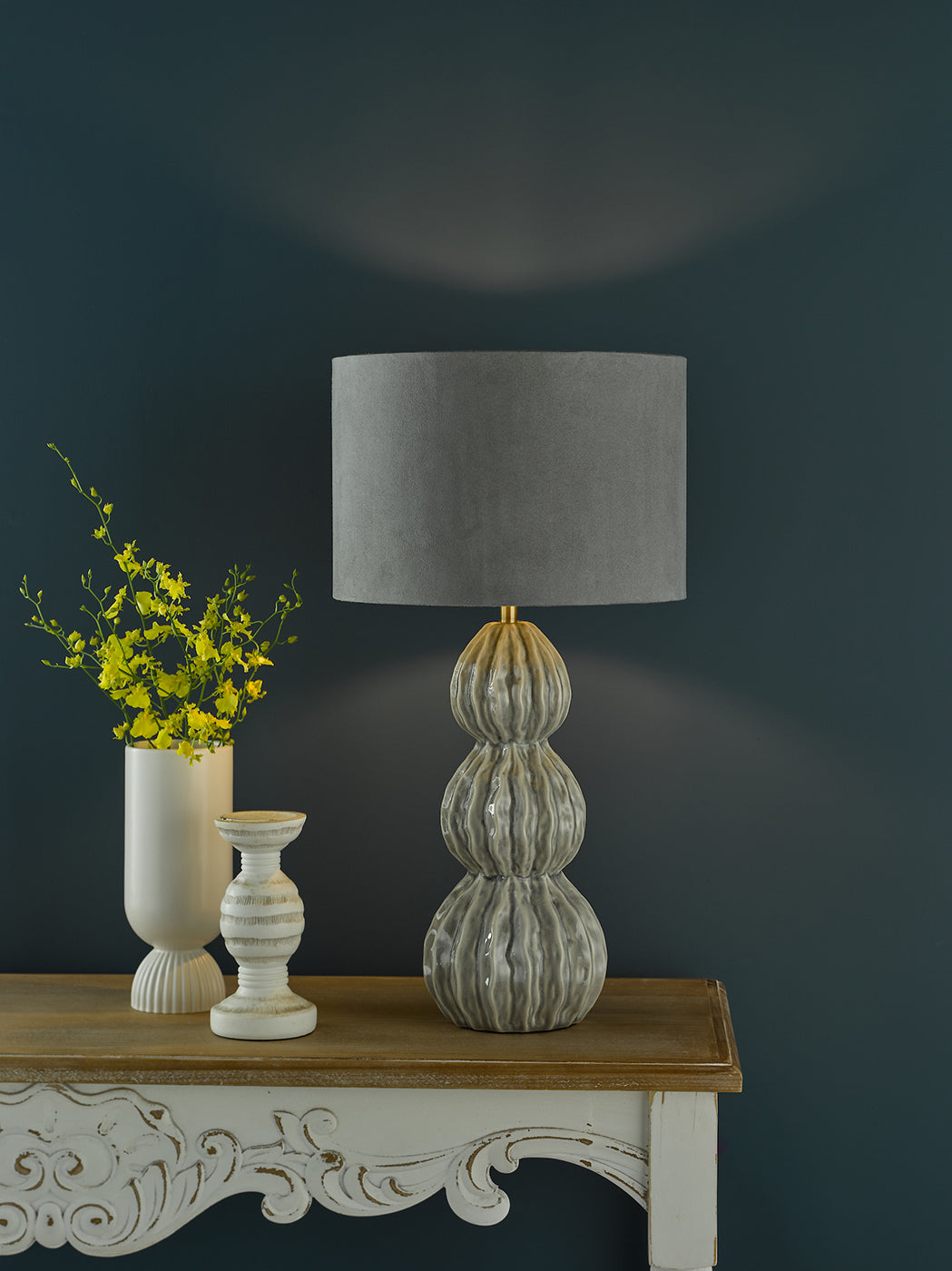 Lorelai Ceramic Table Lamp Grey With Shade