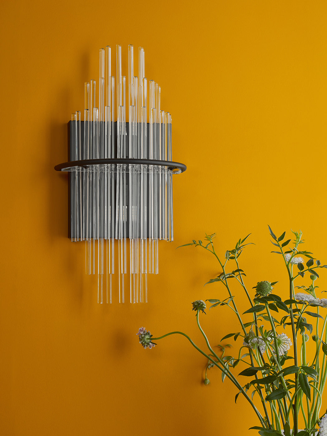 Lukas 2 Light Wall Light Satin Black and Glass