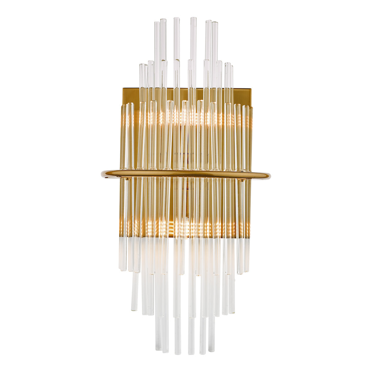 Lukas 2 Light Wall Light Antique Gold Glass