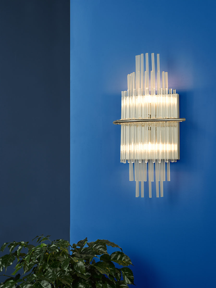 Lukas 2 Light Wall Light Polished Chrome Glass