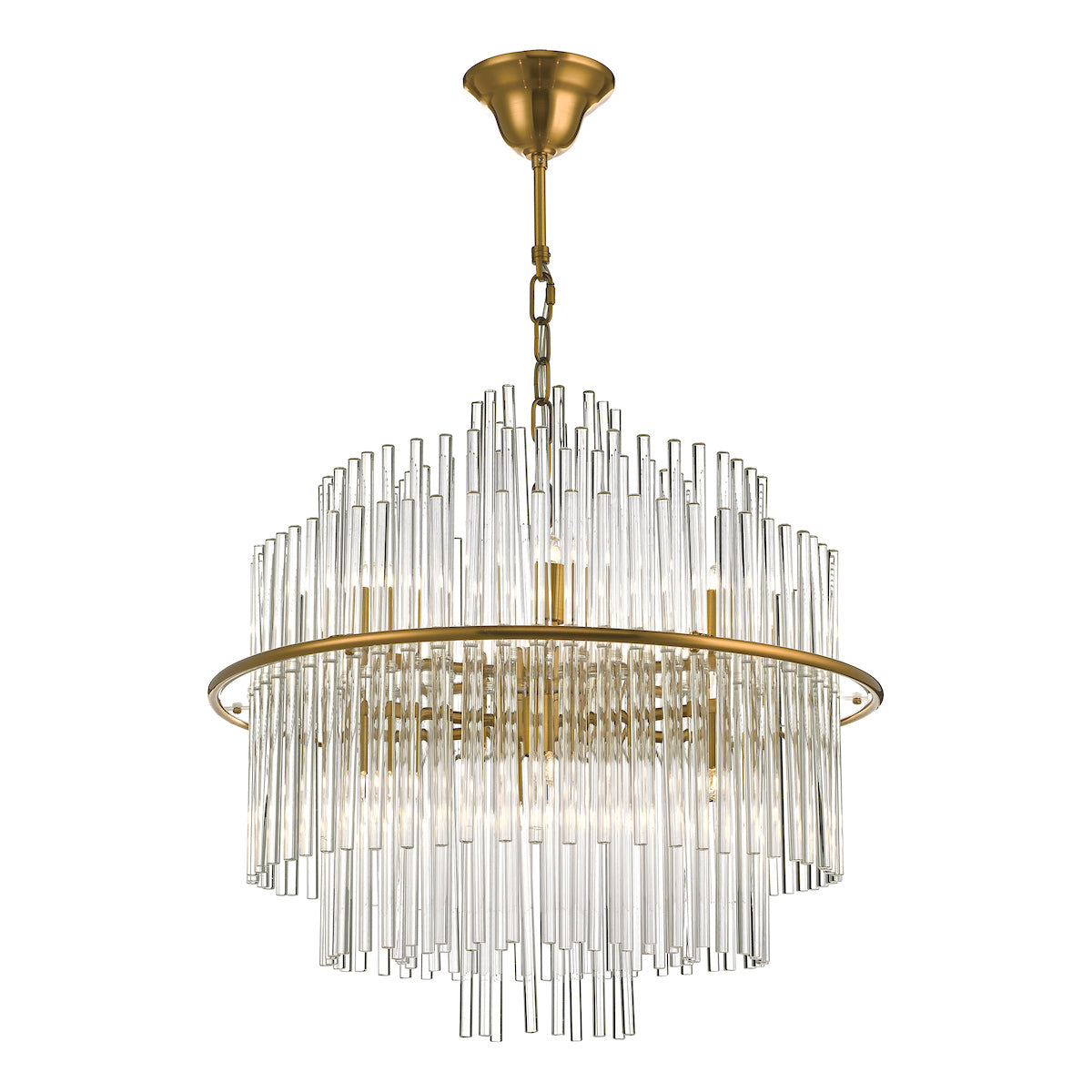 Lukas 13 Light Pendant Brushed Antique Gold And Clear Glass
