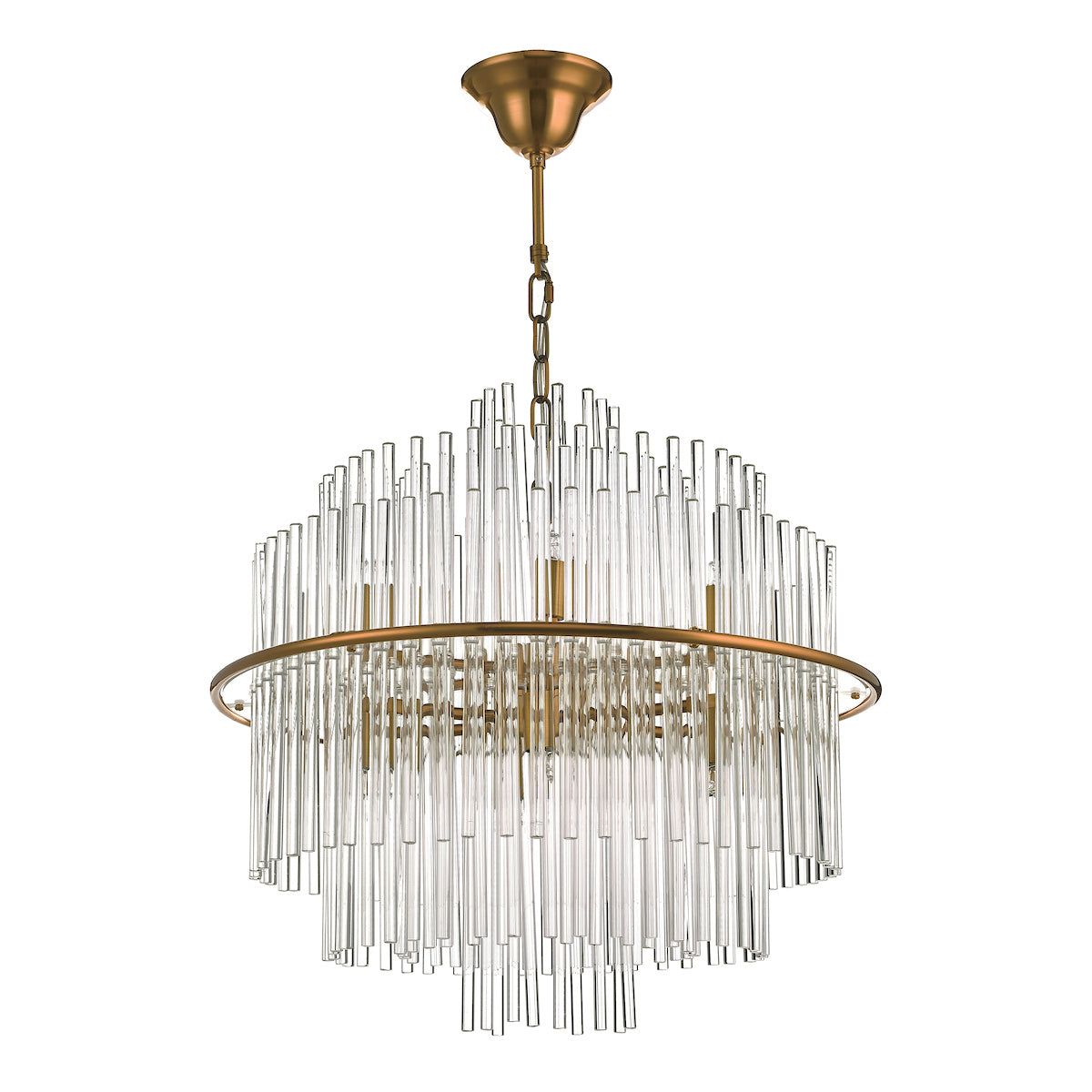 Lukas 13 Light Pendant Brushed Antique Gold And Clear Glass
