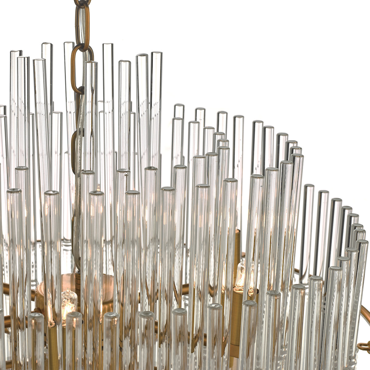 Lukas 13 Light Pendant Brushed Antique Gold And Clear Glass