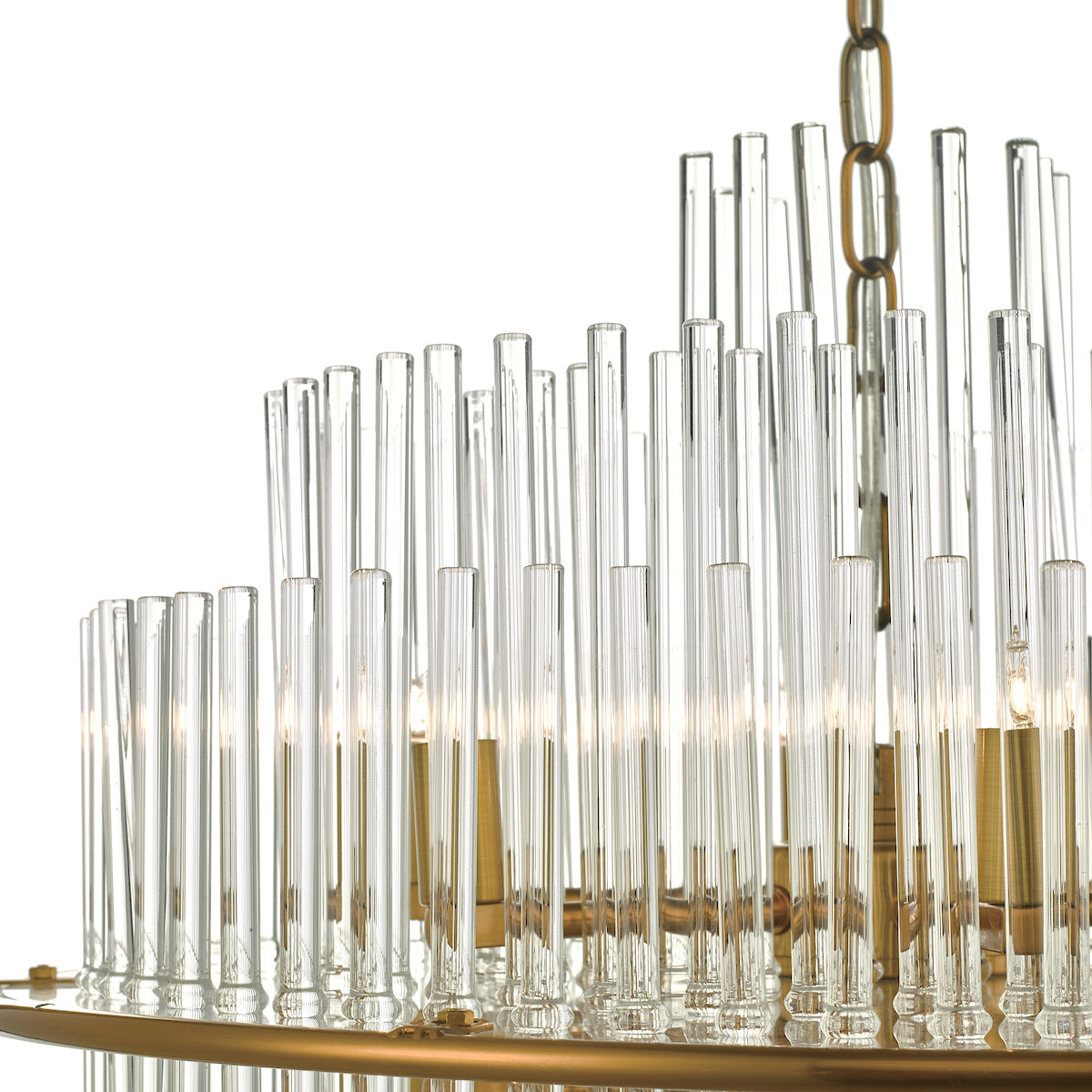 Lukas 13 Light Pendant Brushed Antique Gold And Clear Glass