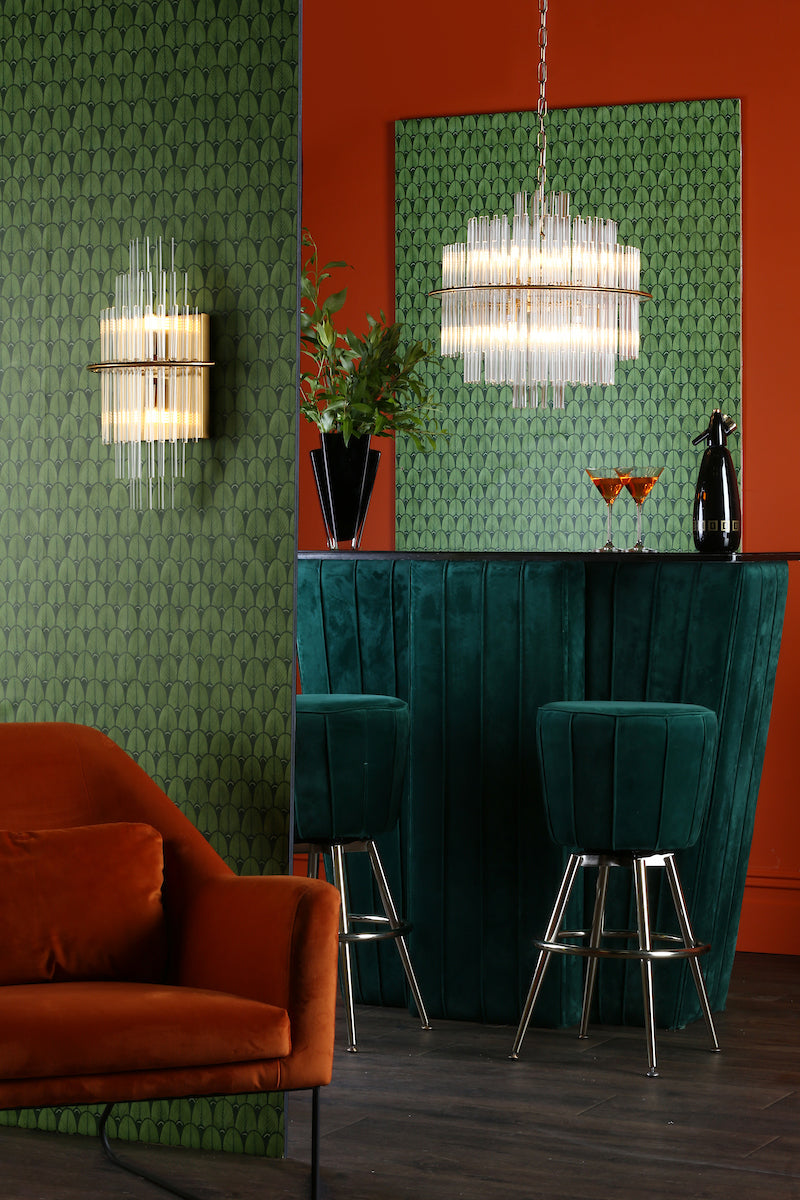 Lukas 13 Light Pendant Brushed Antique Gold And Clear Glass