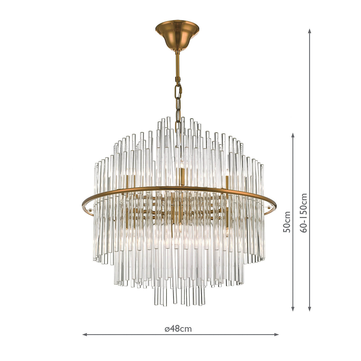 Lukas 13 Light Pendant Brushed Antique Gold And Clear Glass