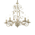 Lullaby 5-Light Gold & Cream Chandelier with Floral Detail & Glass Drops (Dimmable)