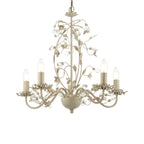 Lullaby 5-Light Gold & Cream Chandelier with Floral Detail & Glass Drops (Dimmable)