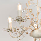 Lullaby 5-Light Gold & Cream Chandelier with Floral Detail & Glass Drops (Dimmable)