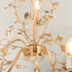 Lullaby 5-Light Gold & Cream Chandelier with Floral Detail & Glass Drops (Dimmable)