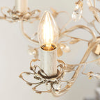 Lullaby 5-Light Gold & Cream Chandelier with Floral Detail & Glass Drops (Dimmable)