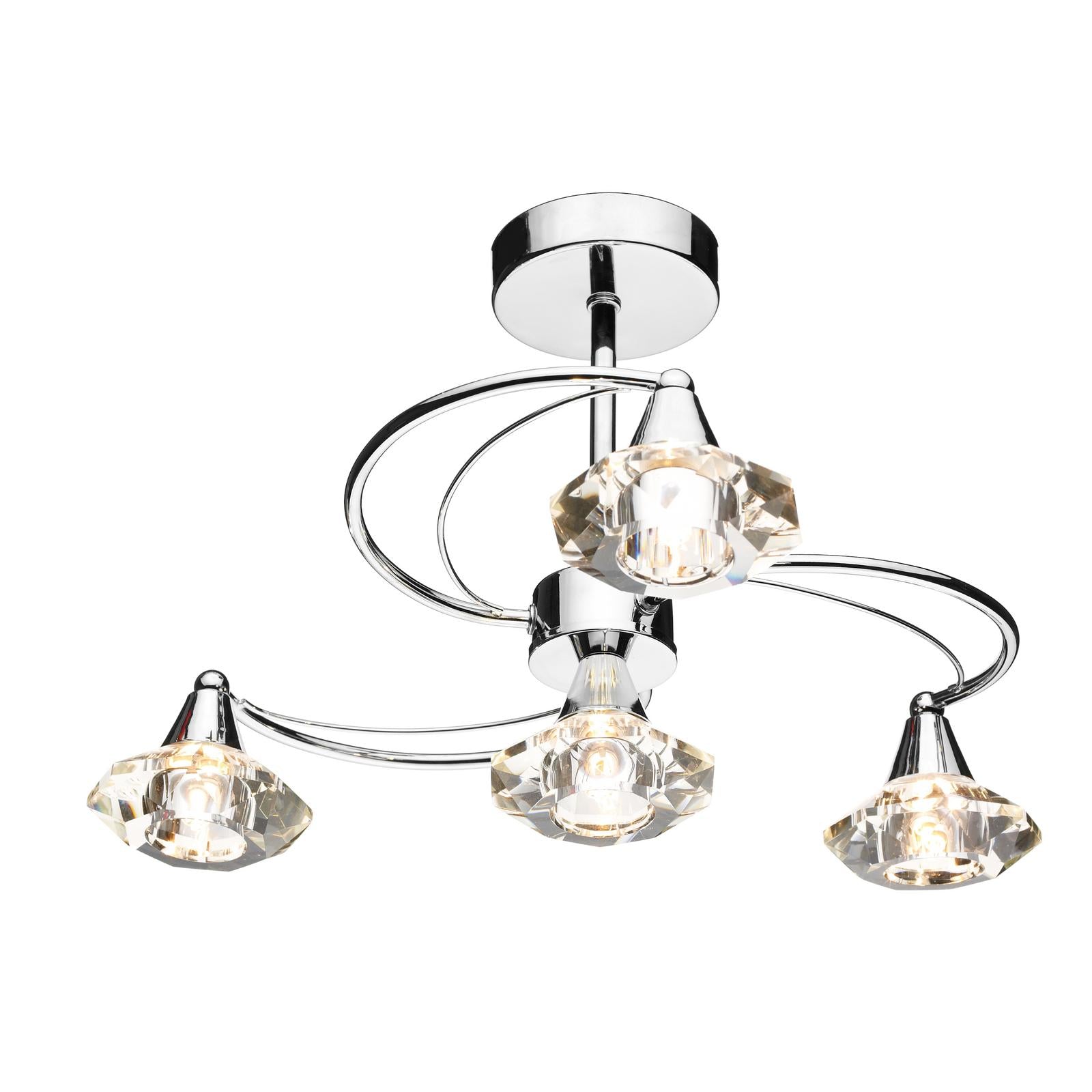 Luther 4 Light Semi Flush Polished Chrome Crystal