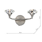Luther 2 Light Wall Light Satin Chrome Crystal