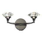 Luther 2 Light Wall Light Black Chrome Crystal