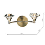 Luther 2 Light Wall Light Antique Brass Crystal