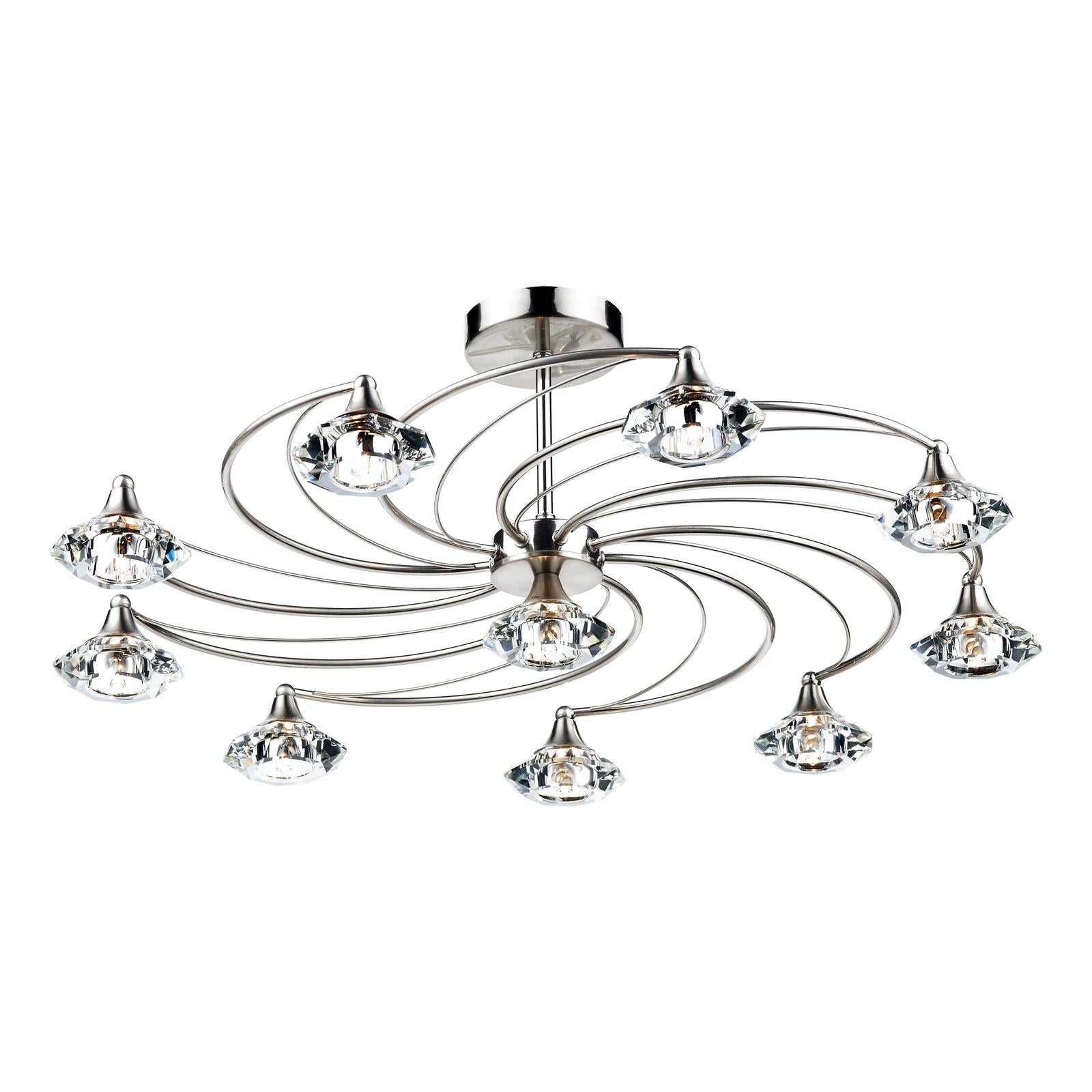 Luther 10 Light Semi Flush Satin Chrome Crystal
