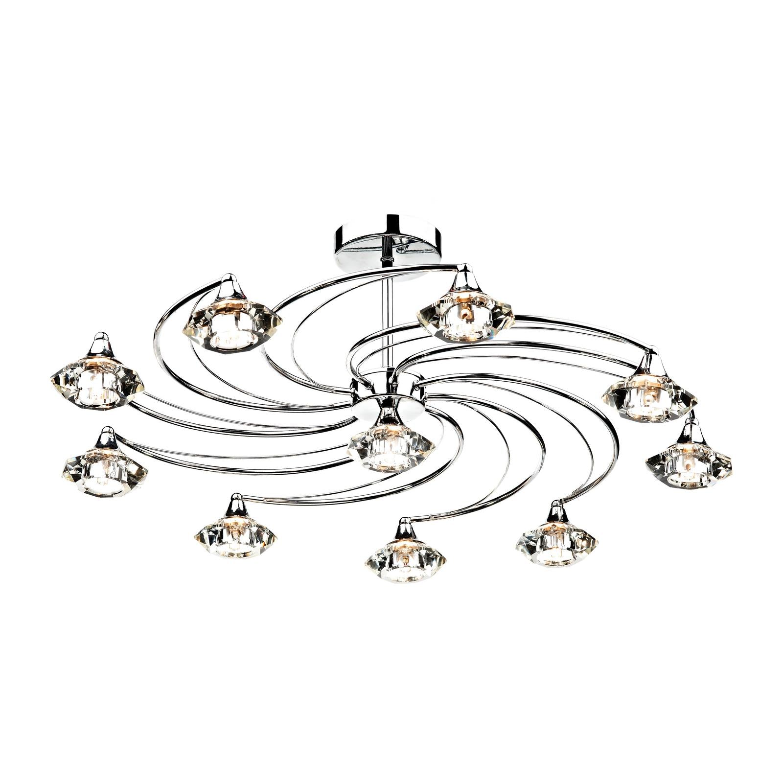Luther 10 Light Semi Flush Polished Chrome Crystal