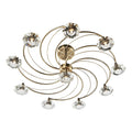 Luther 10 Light Semi Flush Antique Brass Crystal