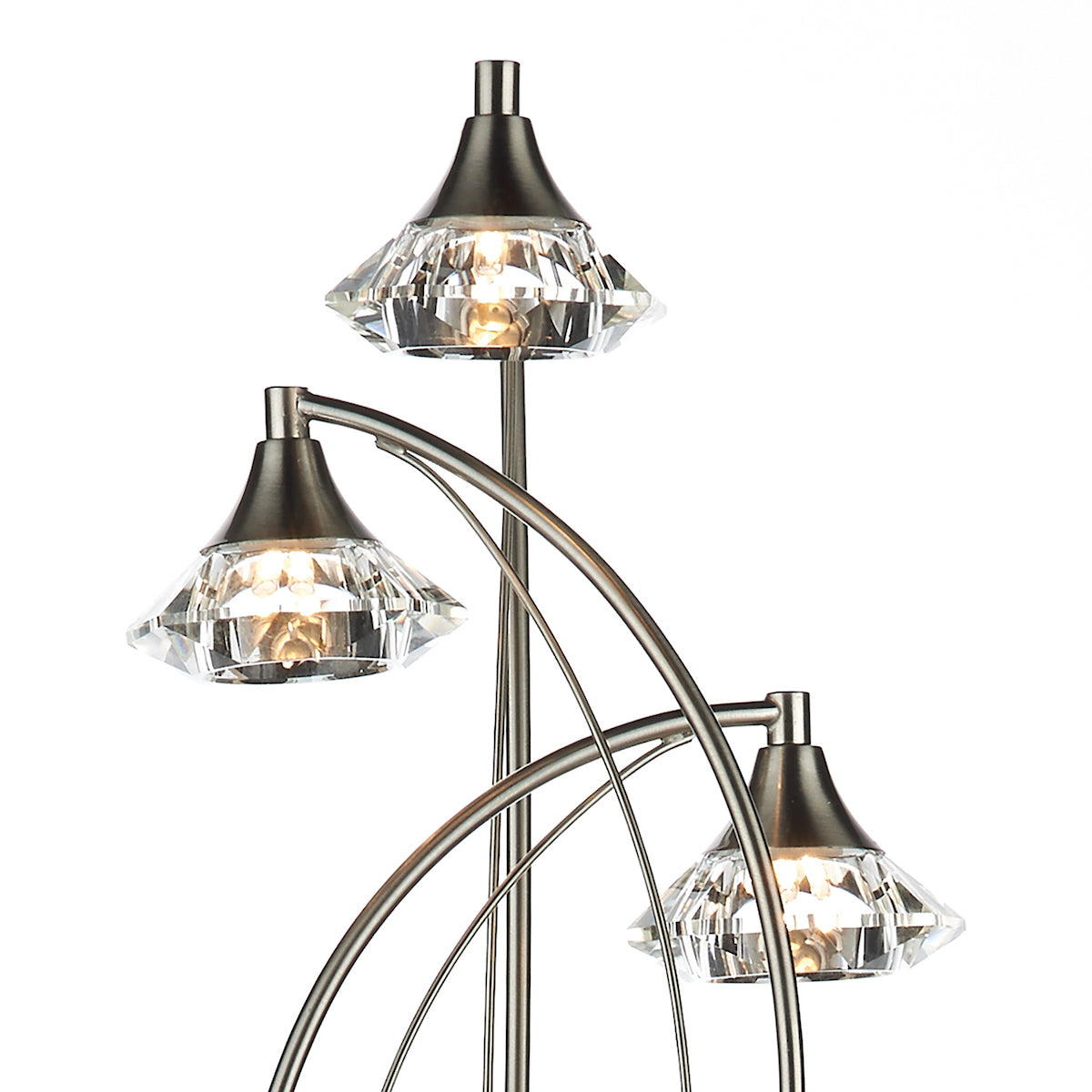 Luther 3 Light Floor Lamps Satin Chrome Crystal