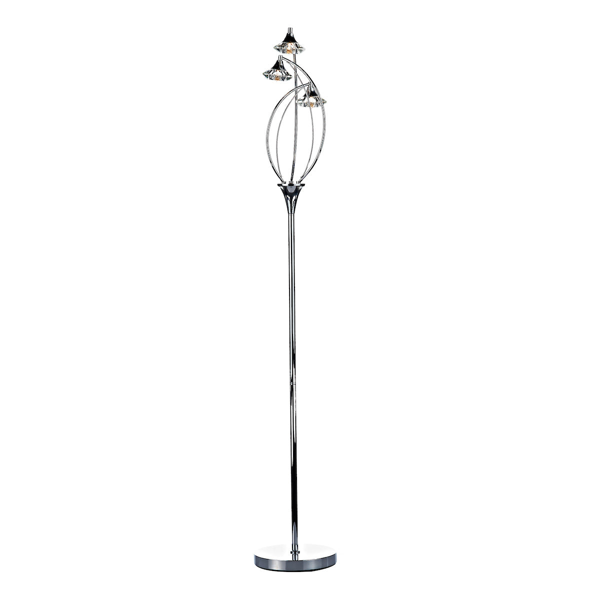 Luther 3 Light Floor Lamps Polished Chrome Crystal