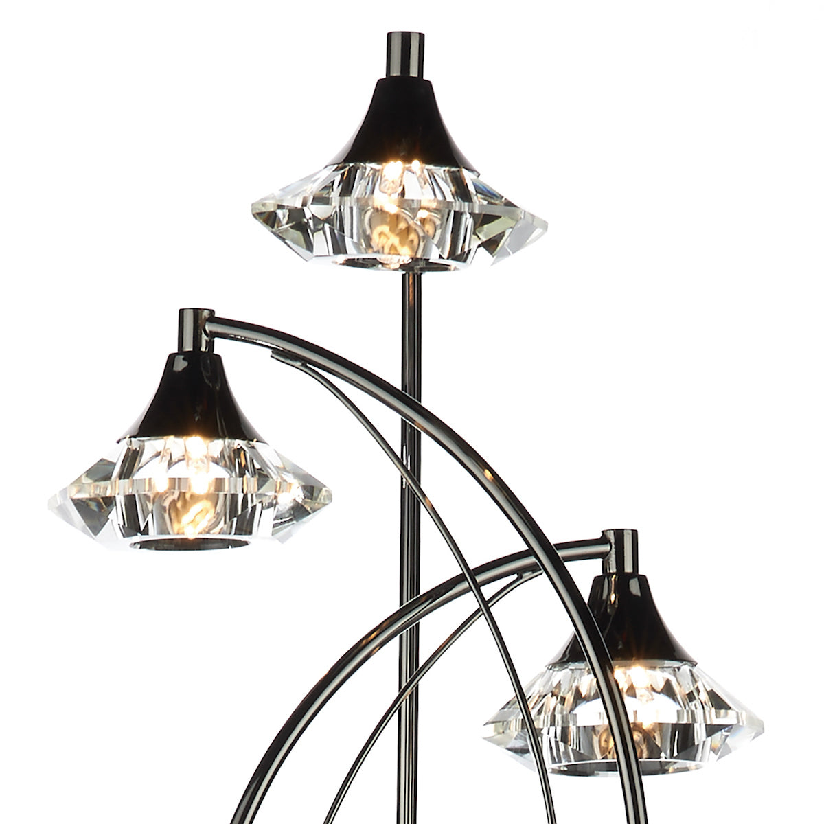 Luther 3 Light Floor Lamps Black Chrome Crystal