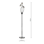 Luther 3 Light Floor Lamps Black Chrome Crystal