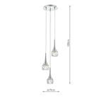 Lyall 3 Light Pendant Polished Chrome Glass
