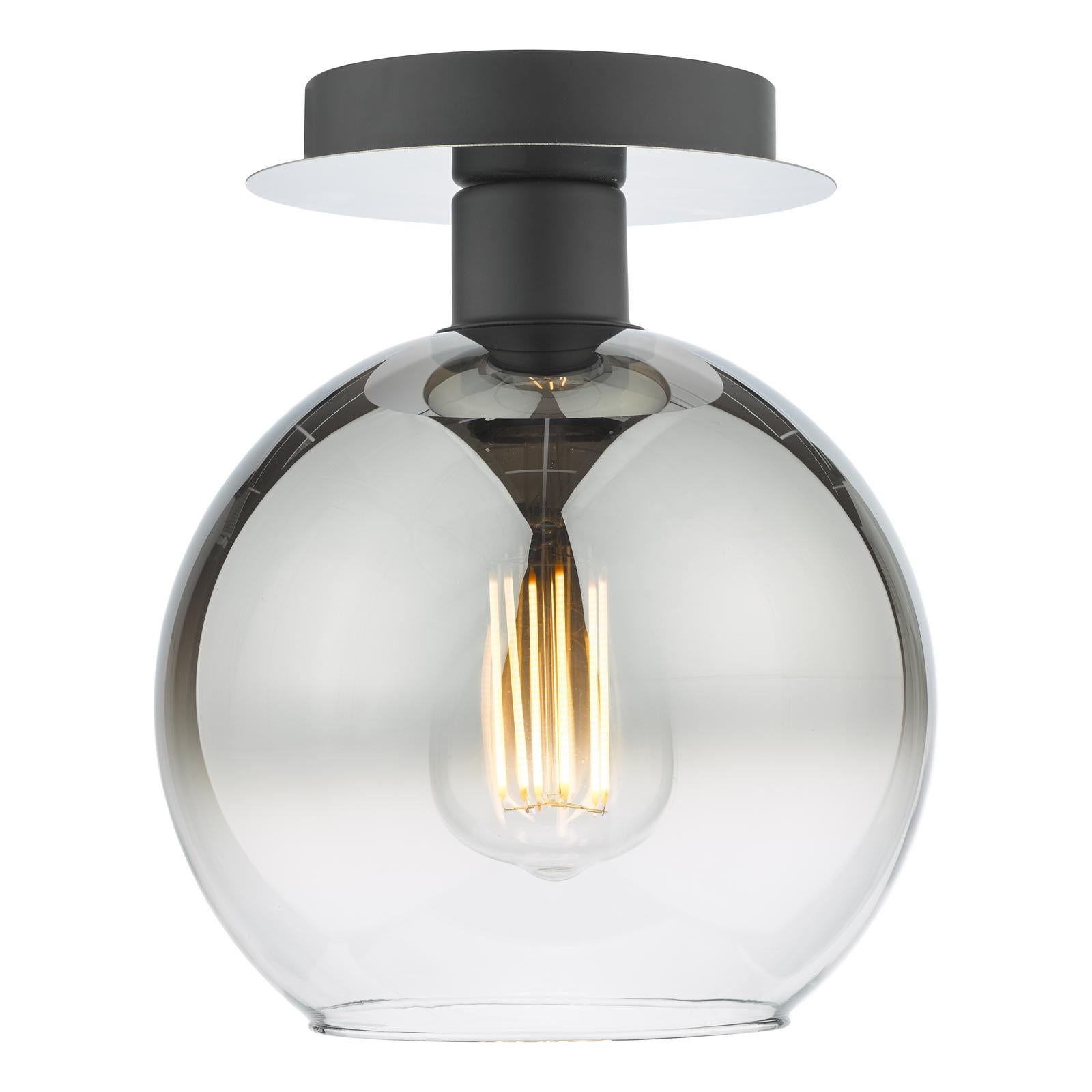 Lycia 1 Light Semi Flush Matt Black Ombre Smoked Glass