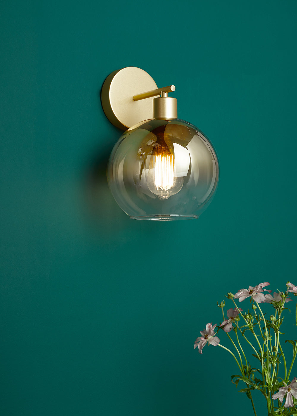 Lycia Wall Light Satin Gold and Gold Ombre Glass