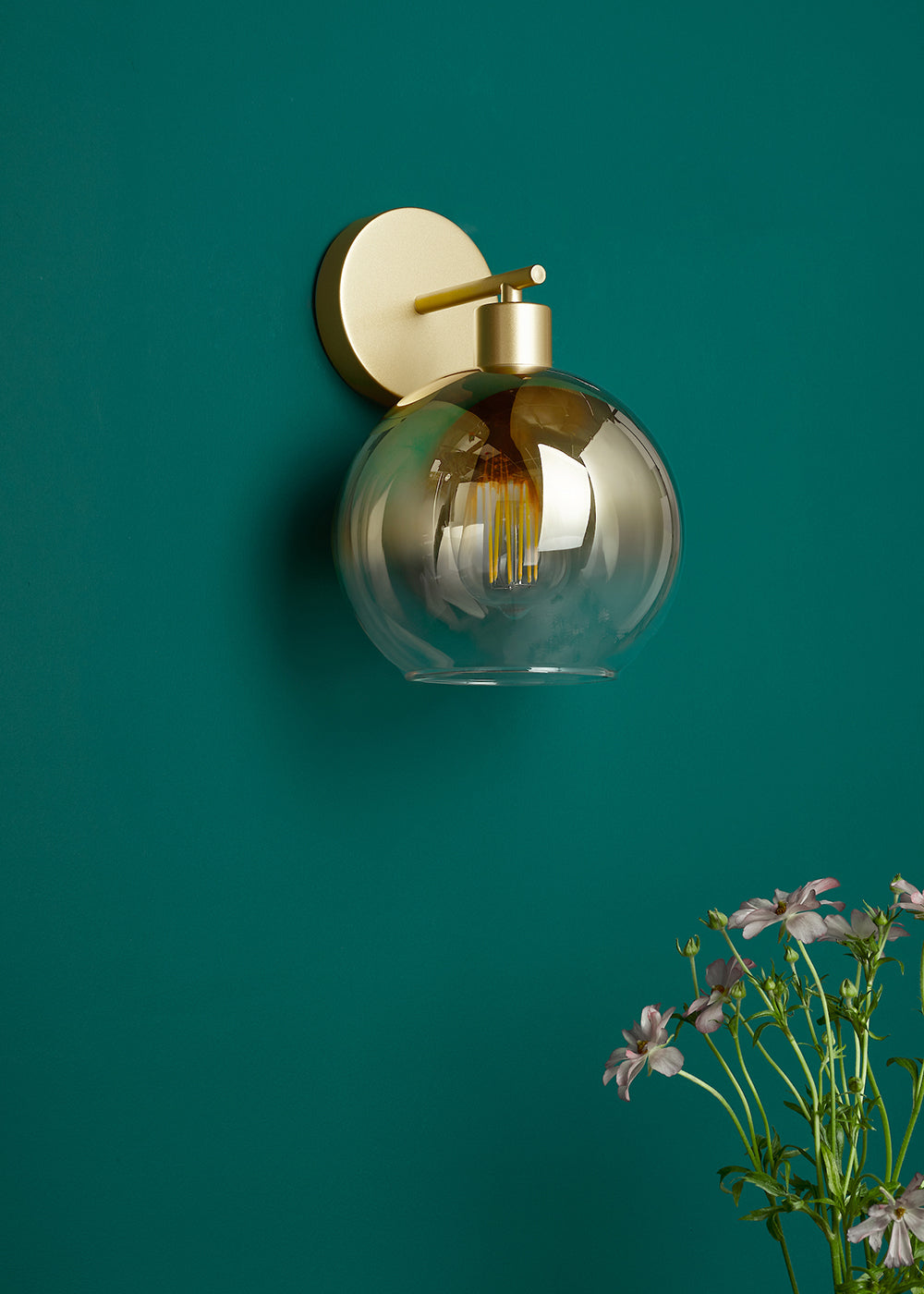 Lycia Wall Light Satin Gold and Gold Ombre Glass