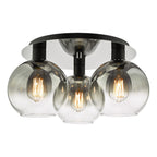 Lycia 3 Light Flush Matt Black Smoked Ombre Glass