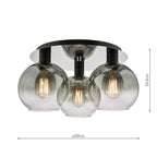 Lycia 3 Light Flush Matt Black Smoked Ombre Glass