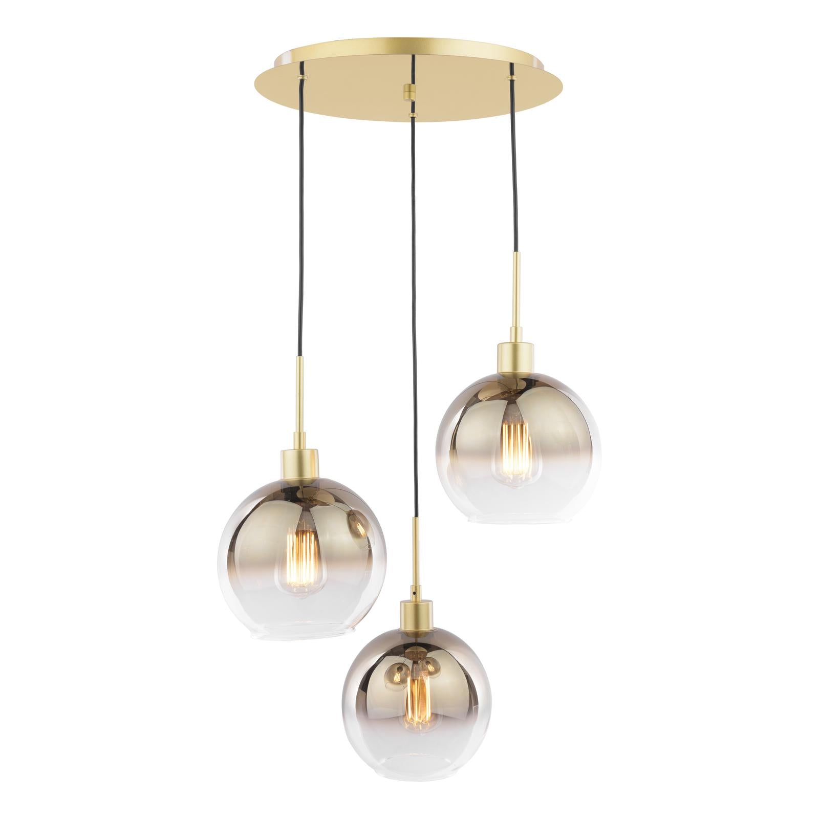 Lycia 3 Light Cluster Pendant Polished Gold and Gold Ombre Glass