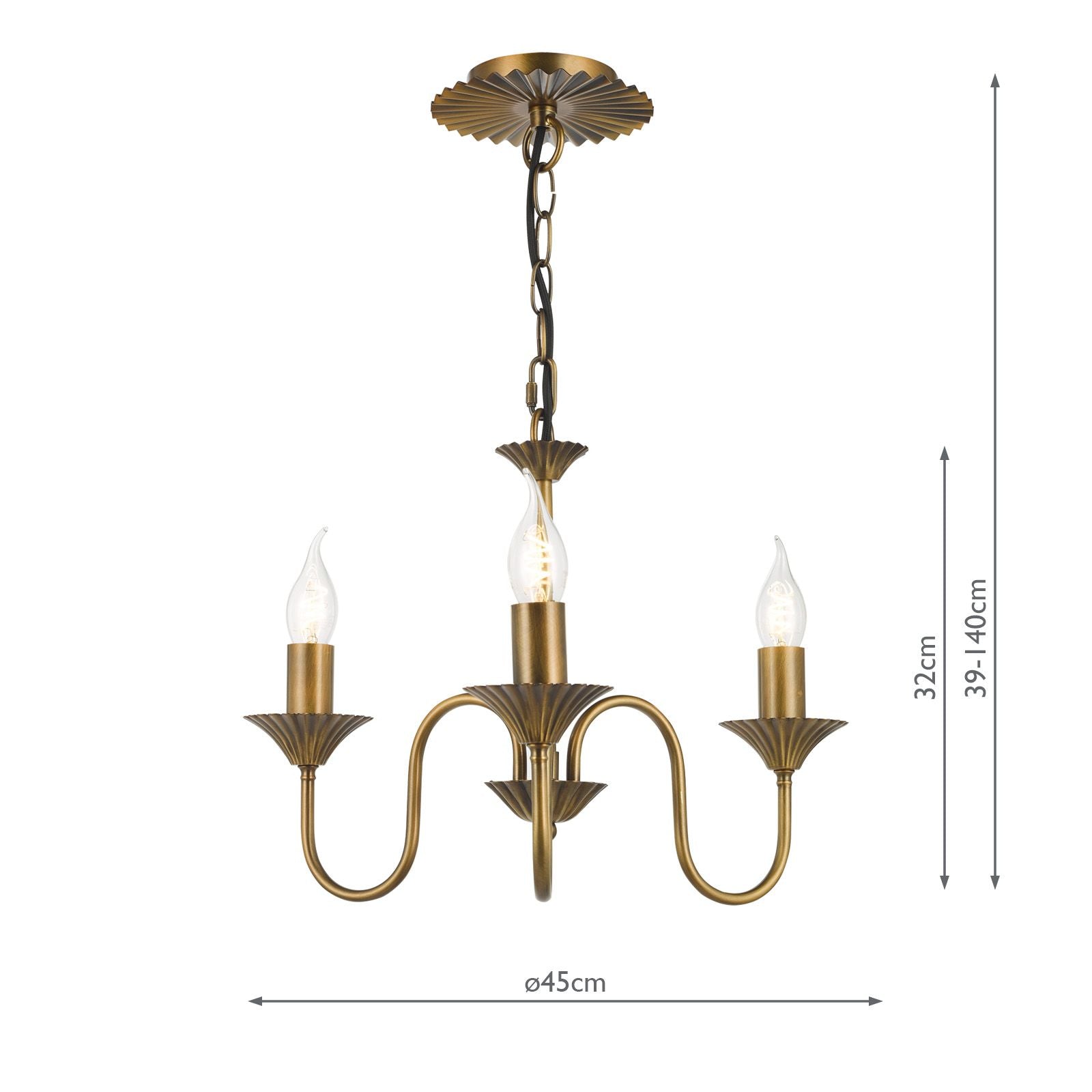 Lydian 3 Light Pendant Antique Bronze Fitting Only